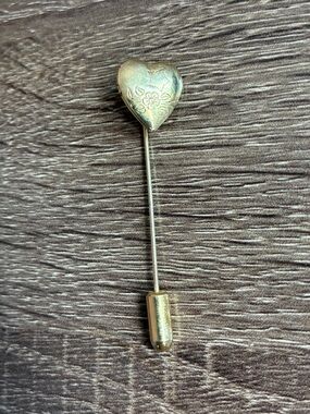 Vintage Heart Locket Stick Pin in Gold Tone